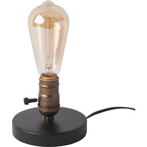 OuXean Vintage Table Lamp, Industrial Desk Lamp Small Retro Bedside Lamp with ON/Off Switch E26 Lamp Holder for Home Lighting Decor, Cafe Bar, Studio Antique Decor(Without Bulb) (Black-Push button)