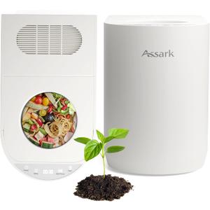 Smart 5L Electric Composter for Kitchen, Large Countertop Compost Bin with Carbon Filter & Auto-Cleaning,One-Touch Start, Smart Humidity-Sensing LED Display,Visible Window Odorless Low Noise