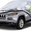 Koukou SUV Car Cover Custom Fit Jeep Cherokee from 2013 to 2025, Waterproof Car Cover All Weather for Automobiles Outdoor Indoor with Zipper Door, Sun Rain Dust Snow Protection (Silver)