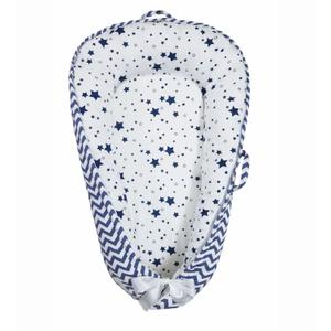 Aila + Aiden Baby Lounger | Organic Cotton Infant Lounger| Reversible, Adjustable & Portable Floor Lounger |Supervised Use | Soft, Breathable, Washable Cover - Star Collection (Blue)