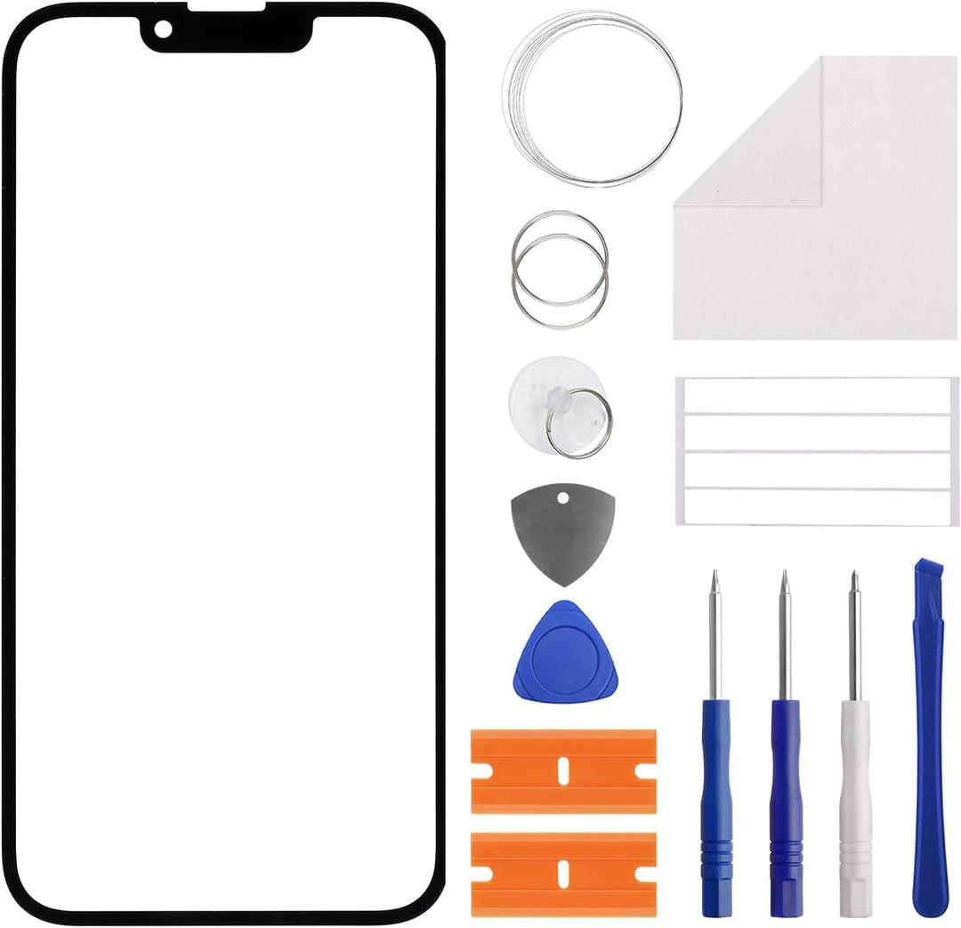 Duotipa New Front Glass Panel Replacement for iPhone 13/13 Pro with Specialized Repair Tools Kit.(No LCD Touch  Digitizer)-6.1''
