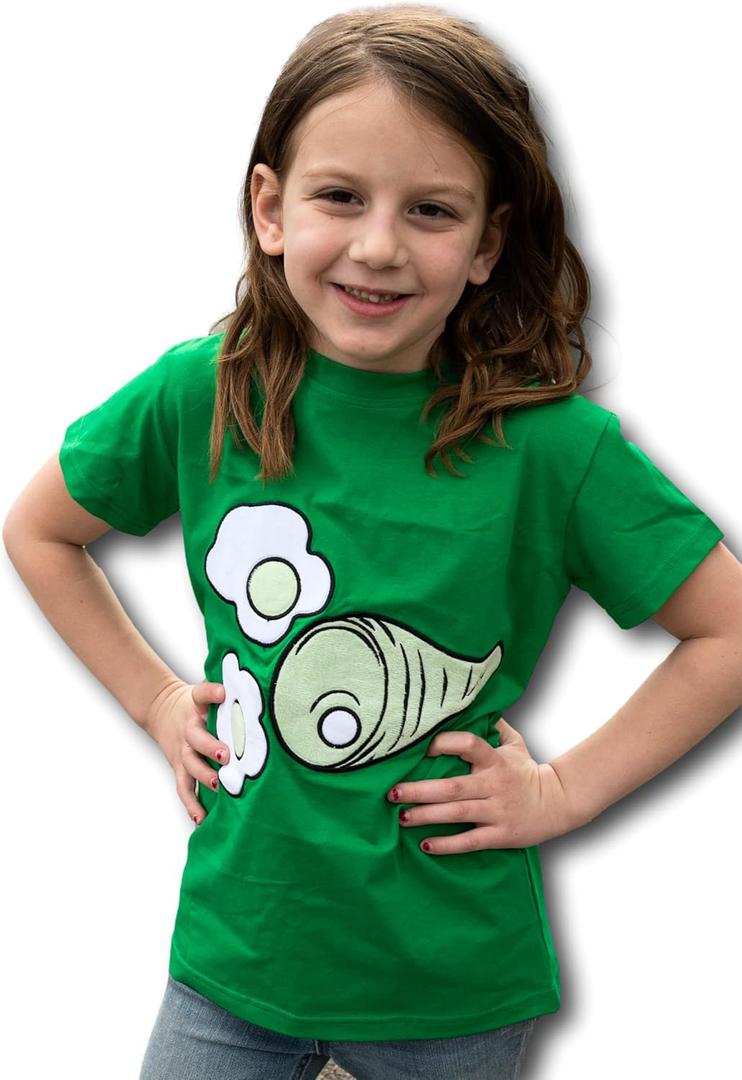 ComfyCamper Ham and Eggs Shirt - Green Costume Cosplay Christmas Halloween for Kids - Tshirt for Girls & Boys (4-6 Years)