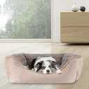 JOEJOY Rectangle Dog Bed for Dogs - Washable Orthopedic Sofa Bed, Soft Breathable Puppy & Pet Cuddler, Durable Calming Dog Bed with Anti-Slip Bottom, Beige | L(30"x 24"x 9")