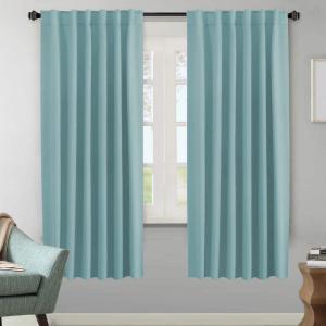 H.VERSAILTEX Blackout Curtains Thermal Insulated Window Treatment Panels Room Darkening Blackout Drapes for Living Room Back Tab/Rod Pocket Bedroom Draperies (2 Panels, Mineral Blue, 52 x 72 Inch), Mineral Blue