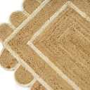 GRUHUM Scalloped Jute Runner Rug 2.6x10 ft Natural Off White Trim Handwoven Reversible Soft Braided Farmhouse Runner Rug -Home Decor Indoor EcoFriendly Living Room Bedroom Kitchen Hallways Enterways