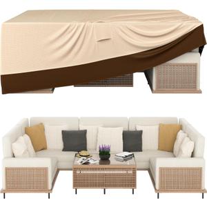 Patio Furniture Covers, Outdoor Furniture Cover Waterproof, General Purpose, Outside Table and Chair Covers, Heavy Duty 600D (138 Inch L x 85.8 Inch W x 31.9 Inch H)-Brown