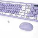 Wireless Keyboard and Mouse Combo, Full-Sized Wireless Keyboard and Adjustable DPI Mouse, 2.4GHz USB Receiver, Wireless Keyboard and Mouse for PC, Windows, Desktop, Laptop (Purple)