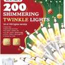 Enhon 2 Pack Twinkle Christmas Lights, Total 50.4FT 48 of 200 Bulbs Twinkle, Waterproof Connectable Random Shimmering Christmas Light, Connect up to 5 Set for Xmas Tree Decor (Warm White,White Wire)