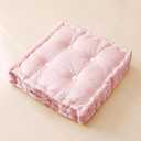 Wellsin Square Floor Pillows for Adults Kids - Meditation Floor Pillow Seating Cushion - Tufted Floor Cushion with Shredded Foam & Velvet Cover, 2 Pack, 20x20 Inch, Pink