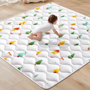 Odorless Premium Foam Baby Play Mat, Soft Microfiber Fabric Crawling Mat for Floor- Comfortable and Hypoallergenic, Non-Slip Cushioned Floor Playpen mat for Infants,Babies,Toddlers (50" X 50")