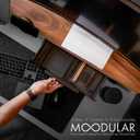 ULTRARM Moodular Wooden Monitor Stand 45.6 (116cm) Large Desk Organizer with Metal Slide Rails for Drawer, Tray, Laptop, Tablet, Phone & Headphones Customizable Riser for Organized Workspace Walnut