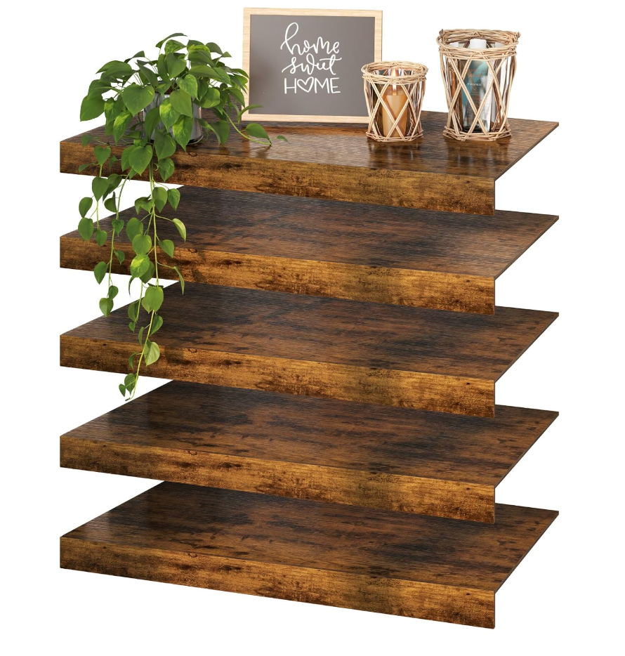 Makentra Wire Shelf Cover – Engineered Wood Wire Rack Covers for Shelves, Rustic Farmhouse Style for Pantry, Closet (5, 24" W × 12" D)