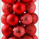 34ct Red Christmas Ball Ornaments Shatterproof Plastic Christmas Tree Decorations for Xmas Party Home Office Holiday Decor -Medium Size (2.36"/ 60mm)