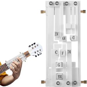 Guitar Chord Presser, Guitar Aid Chords Trainer, Chord Helper for Acoustic Guitar, Portable Chord Training Tool, Guitar Assisted Learning Tool for Beginners (White)