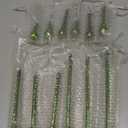 12 Pcs Mercury Glass Teardrop Christmas Ornaments Icicle Raindrop Christmas Tree Hanging Decoration Vintage Chandelier Crystal Pendant for Xmas Tree Winter Holiday Party Supplies (Green)