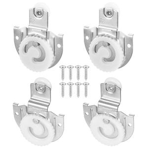 Xindojuz Sliding Closet Door Hardware Set, Sliding Wardrobe Door Roller Kit Includes 4 Knob Adjustable Doors Hooks and 8 Screws to Allow Wardrobe Cabinet Doors to Slide Smoothly and Quietly