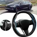 Steering Wheel Cover for Telsa Model 3/Model Y Accessories Carbon Fiber Steering Wheel Cover Protector Anti-Slip, Comfortable Grip, Breathable, Model 3/Y Accessories, Black