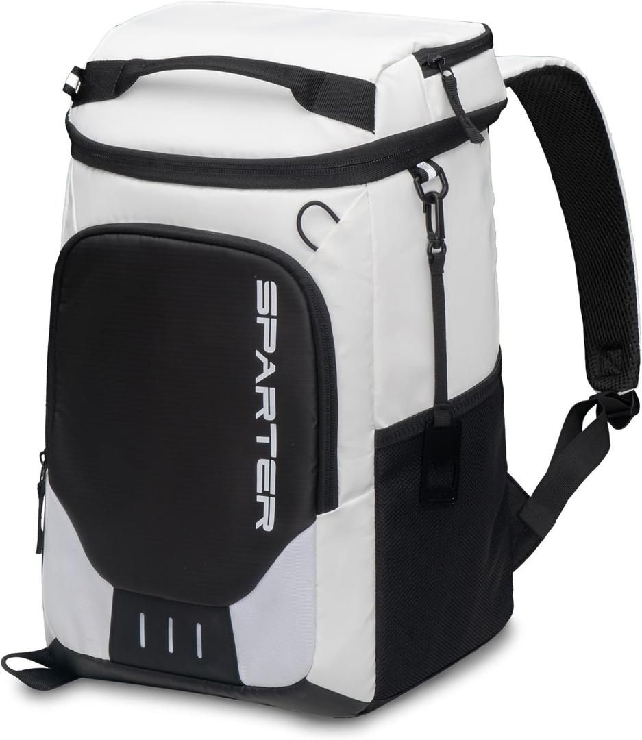SPARTER Backpack Cooler Insulated Leak Proof 33/49 Cans, 2 Insulated Compartments Thermal Bag, Portable Lightweight Beach Travel Camping Lunch Backpack for Men and Women (White & Black) SPARTER Backpack Cooler Insulated Leak Proof 33/49 Cans, 2 Insulated Compartments Thermal Bag, Portable Lightweight Beach Travel Camping Lunch Backpack for Men and Women (White & Black)