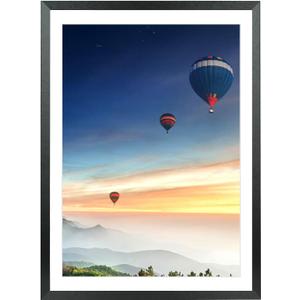 Mxtallup 15x23 Picture Frames Solid wood, Display Pictures 13x21 Inch With Mat or 15x23 Inch Without Mat, Poster Frames 13x21 in Photo Frames Wood Black (T22B1523W1321)