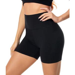 FULLSOFT High Waisted Biker Shorts for Women-5" Tummy Control Fitness Athletic Workout Running Yoga Gym Shorts (Small-Medium, 1-black)