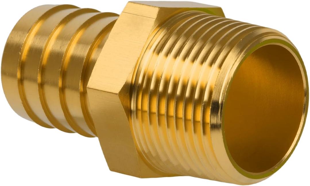 Air Hose Fittings, 1" NPT Male to 1" Barb Brass Hose Barb Fittings, Durable Brass Adapter for Air, Water, Fuel Systems, Leak-Resistant Design