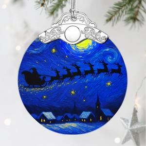 Starry Night Stained Glass Ornament - Christmas Decorations for Tree | Christmas Ornaments | Holiday Ornament – Holiday Party Gifts | Xmas Gifts | Gift Exchange | Gift Idea