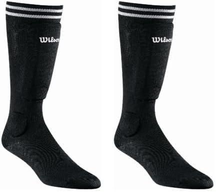 WILSON Soccer Sock Shin Guards - Youth and Peewee Sizes (Youth (Pack of 2), Black)
