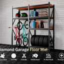 StellarStar 4x20 FT Garage Floor Mat, 2mm Thickened Ribbed PVC Diamond Plate Garage Mat with 20PCS Tapes, Rubber Flooring Rolls for Under Car, Rubber Motorcycle Mat for Golf Cart, Trailer, Black
