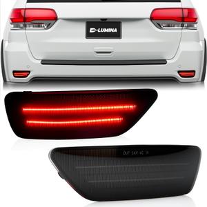 D-Lumina Rear Bumper LED Reflectors Light Lamp Assembly Fog Light Kit Compatible with Je-ep Grand Cherokee, Compass, Patriot  Dodge Journey, Rear Bumper Reflector Light Smoked Len Foglamp, Pack of 2