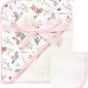Hudson Baby Unisex Baby Cotton Hooded Towel and Washcloth, Enchanted Forest, One Size