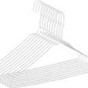 10 Pack Drip Dry Wire Hanger Bulk 16 Inch Galvanized Steel Coat Clothes Hangers with Plastic Coating Dry Cleaner Suit Holders for Home Caped Clothing (White)