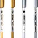 Dyvicl Metallic Markers Pens - Silver and Gold Paint Pens for Black Paper, Glass, Rock Painting, Halloween Pumpkin, Card Making, Scrapbook Album, Christmas DIY Art Craft Kids, Set of 4