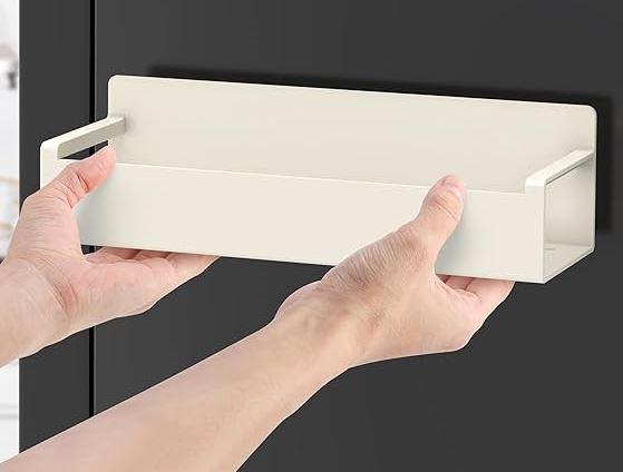 3 Pack Magnetic Spice Rack Organizer for Refrigerator and Oven, Cream White Fridge Organizers and Storage for Kitchen