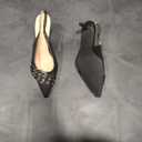 Dsevht Black Kitten Heels for Women Pointed Closed Toe Dressy Bow Heel Vintage Heeled Mules Sexy Pointy Studded Slip on Stiletto Pump Shoes, Size 6