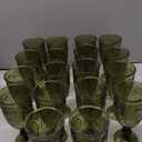 Wiwiqing 18 Pack Plastic Goblets 10oz Upgrade Vintage Water Goblet Plastic Wine Glasses Colored Retro Embossed Glassware for Party Wine Bar Juice Baby Shower Wedding Reception Grand (Olive Green)
