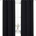 NICETOWN Living Room Blackout Curtains and Drapes, Black Solid Thermal Insulated Grommet Blackout Drapery Panels for Window (2 Panels, 34 inches Wide by 63 inches Long, Black)