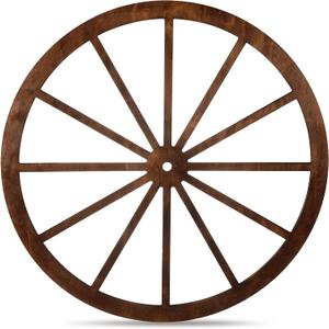 DaisyInner Wood Wagon Wheel Decorative Old Western Style Wagon Wheel Decor Vintage Rustic Wall Hanging Wood Cartwheel Decor for Garden Bar Patio Garage Farmhouse(30 Inch,Brown)