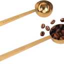 Coffee Scoop, Gold Stainless Steel Coffee Spoons Set, 1 tablespoon (15ml) and 1 tablespoons (30ml) Spoon, Gold Tablespoon Measure Spoon for Coffee, Milk Powder, Fruit Powder, 2 Pack(Long Handle)