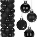 1.57" Black Christmas Balls Ornaments 40 Pcs Shatterproof Christmas Ornaments Set Halloween Balls Ornaments Black Ornament for Xmas Tree Holiday Party