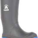 Kamik Stomp Rain Boot for Kids - Waterproof and Warm Felt Footbed Designed for Rainy Day Adventures, Charcoal/Blue - 5 Toddler