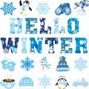 PTFNY 52 Pieces Winter Cutouts Classroom Bulletin Border Decoration Snowflake Penguin Snowman Colorful Christmas Winter Theme Party Decorations Supplies for Winter Christmas Classroom Home Decor