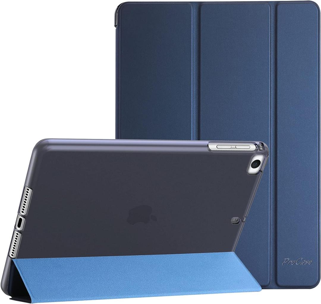 ProCase Slim Cover for iPad mini 5 Generation 2019/ Mini 4 3 2 1 (Old Model) 7.9 inch, Slim Soft TPU Back Cover Trifold Stand Folio Smart Case for iPad mini 5 4 3 2 1 -Navy