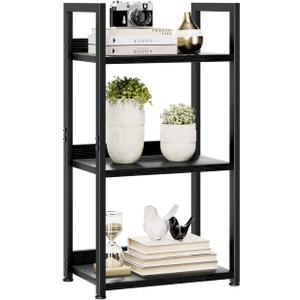 NUMENN Narrow Bookshelf, 3 Tier Bookshelves, Home Office Bookcase Shelf Storage Organizer, Free Standing Storage Shelving Unit for Bedroom, Living Room and Home Office, Black