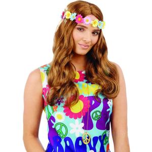 Fun Shack Women's Adult Costume, Floral Hippie Wig, One Size
