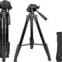 Camera Tripod Stand, Travel Tripod with Tripod Bag, 51" Heavy Duty Tripod for Camera, Phone, Ring Light, Webcam, Camcorder, Projector, Max Load 11LB