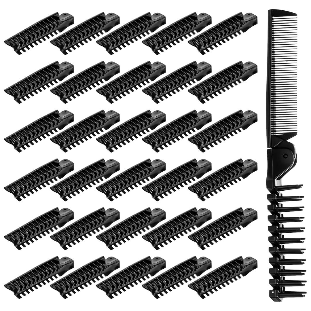 30 Pcs Bulk Combs, Foldable Travel Comb, Portable Pocket Comb, Folding Hair Brush Double Headed, Brush Combs Styling Tool for Men & Women(Black)
