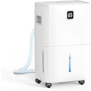 80 Pint Dehumidifier - Up to 5,000 Sq Ft, for Basement, Bedroom, Bathroom, Living Room, Home, Garage | 3 Fan Speeds, Smart Humidity Control, Auto Drain, Easy Move Wheels