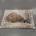 YHSKY ARTS Rustic Barn Hand Painted Textured Canvas Wall Art, Farmhouse Winter Landscape Painting for Home Decor (47.2"L x 35.5"W)