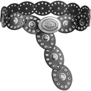 2 x UTOWO Women Wide Boho Disc Western-Belts Vintage-Cowgirl Concho-Waist Belt Versatile Chunky Country Belts for Jeans Pants