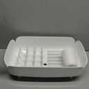 carrotez Split-Design Small Dish Drying Rack, Space-Saving Dish Drainer for Small Kitchen Countertops, Ideal for 12 Person Households or as a Secondary Rack, 9.5''  15.9''  4.9'', White